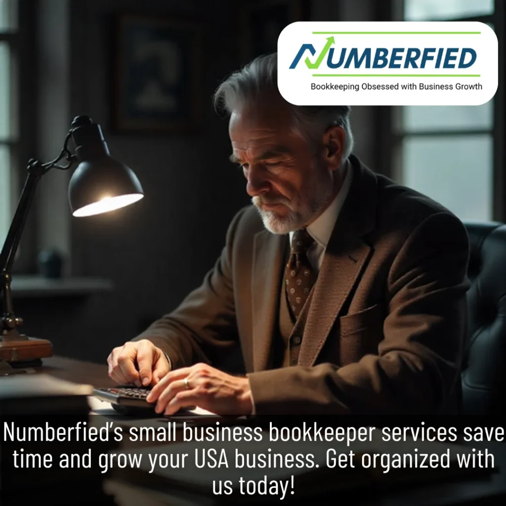 Experienced bookkeeper doing calculations, representing professional Small Business Bookkeeper Services.