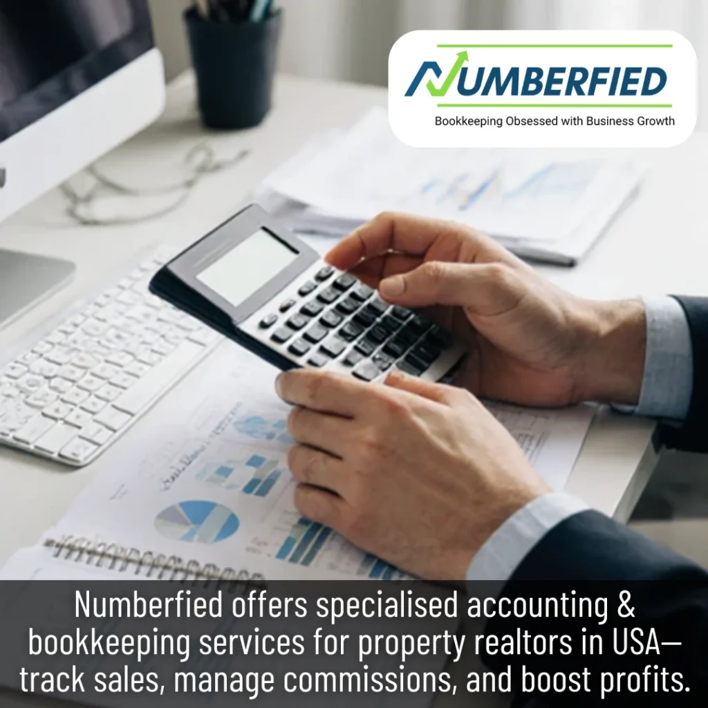 Numberfied's accountant working oh their desk, providing accounting & bookkeeping services for property realtors in USA