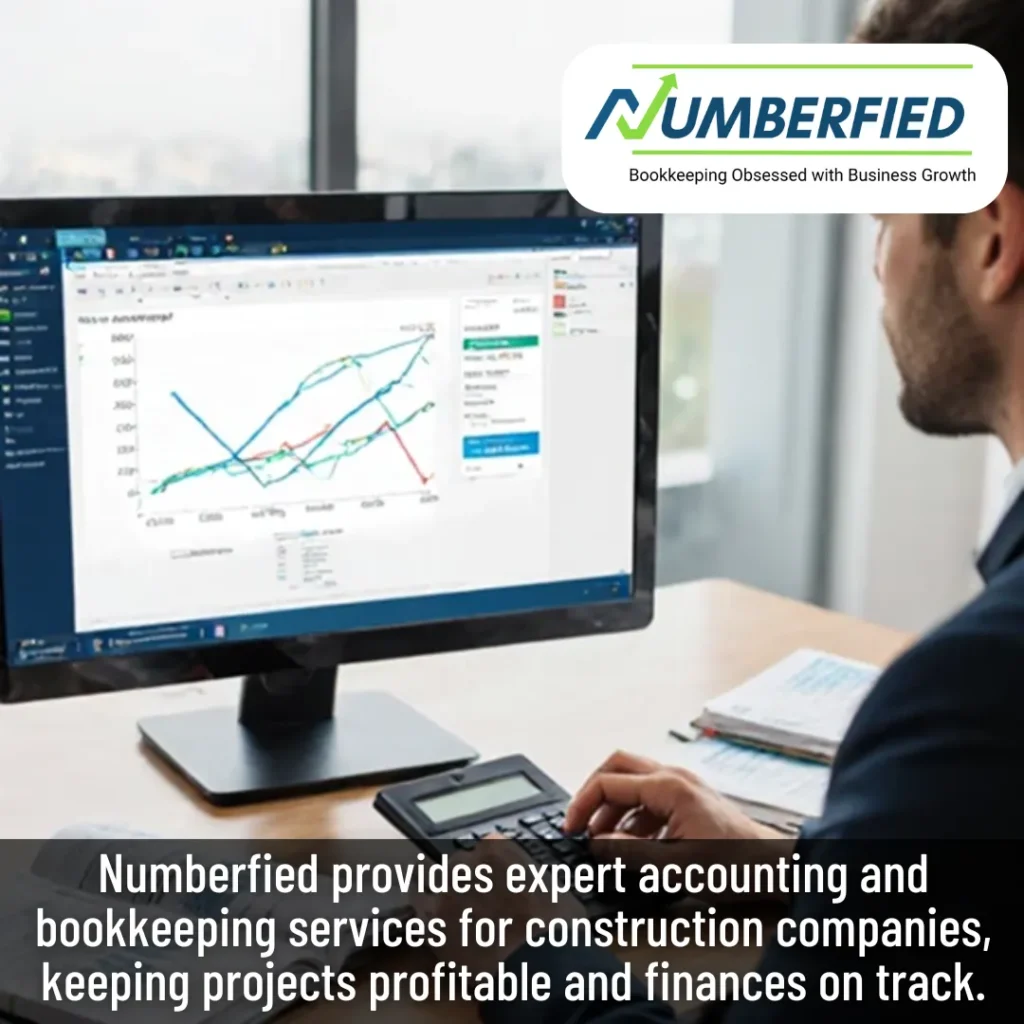 Employee reviewing charts to provide accounting and bookkeeping services for construction companies