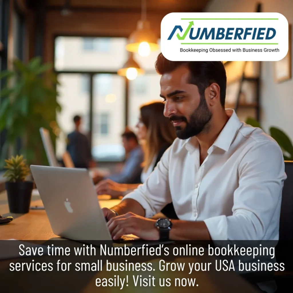 A professional uses digital tools to manage accounts, showcasing online bookkeeping services for small business.