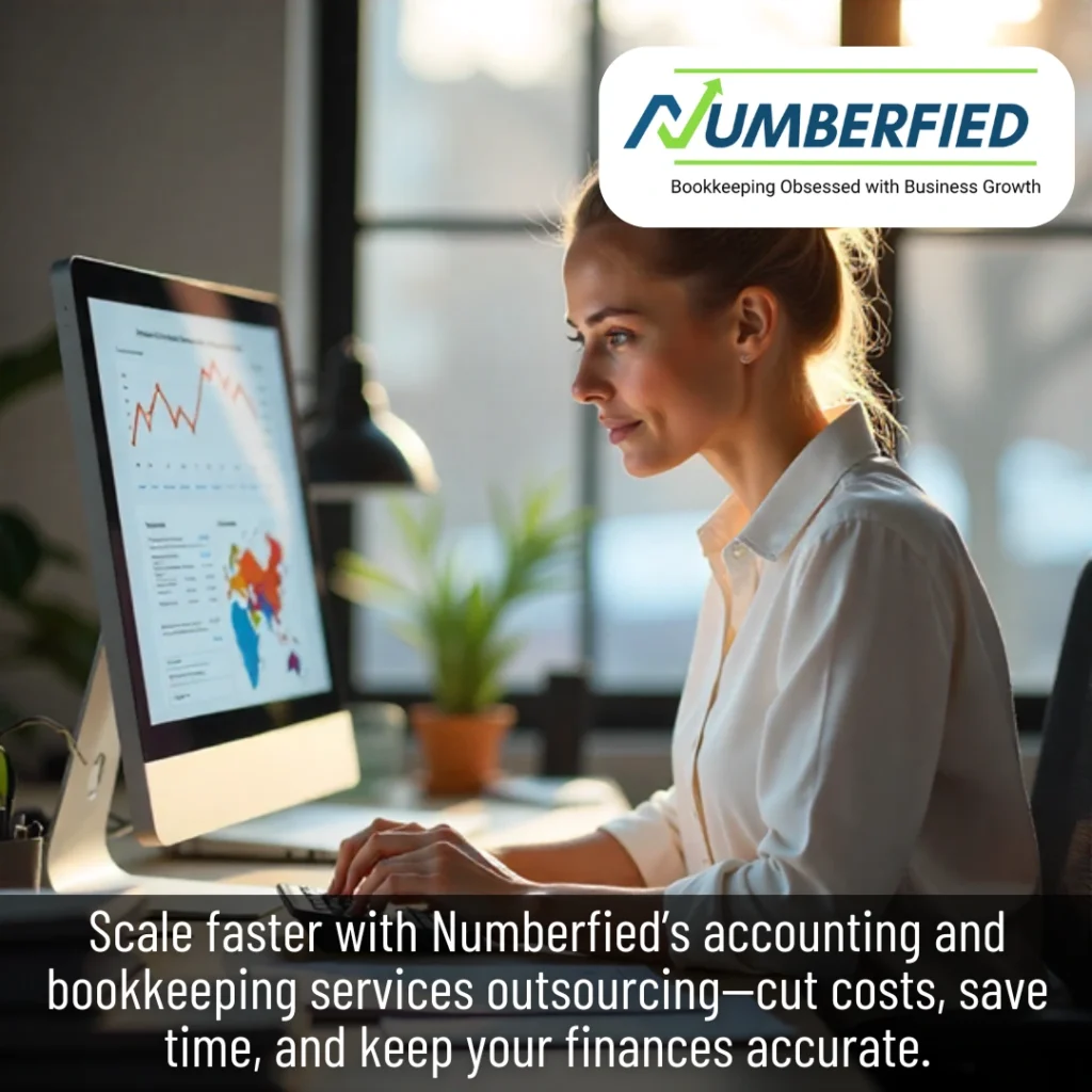 Numberfied employee analyzing charts for accounting & bookkeeping services outsourcing clients.