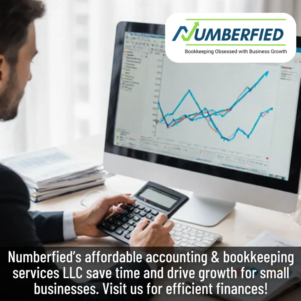 An accountant at Numberfied’s desk reviewing reports, representing affordable accounting & bookkeeping services LLC.