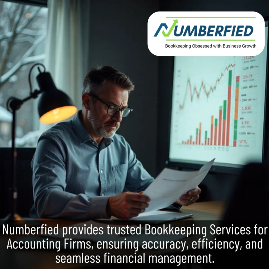 Accountant reviewing spreadsheets to manage taxes and payroll with accounting and bookkeeping services USA.