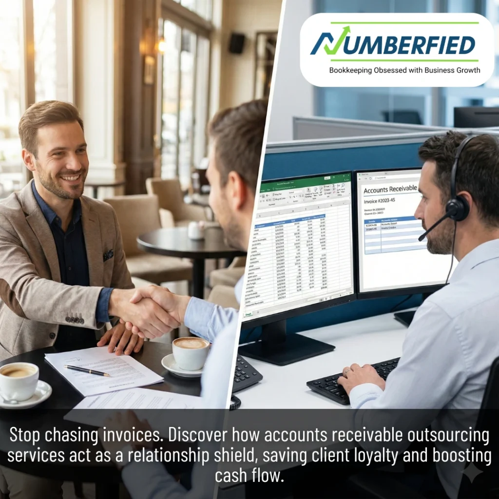 Professional Accounts Receivable Outsourcing Services team managing invoices.