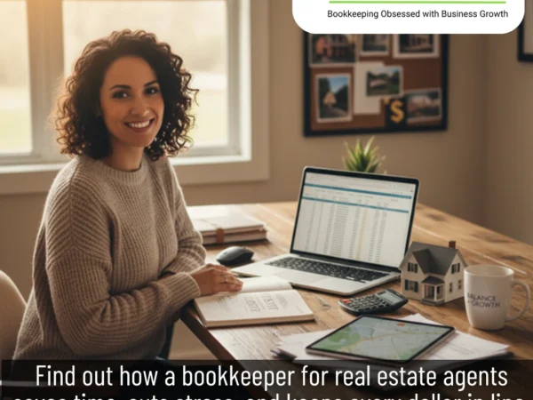 Our Bookkeeper for Real Estate Agents sitting on her desk