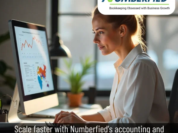 Numberfied employee analyzing charts for accounting & bookkeeping services outsourcing clients.